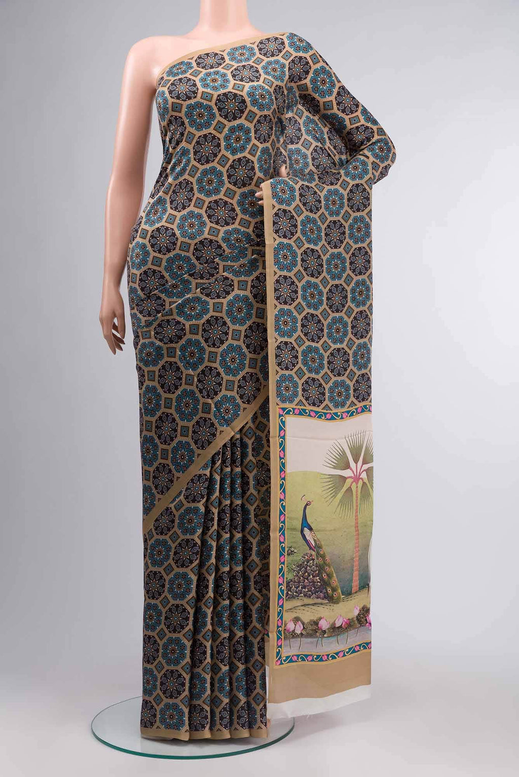Multi Color Printed Silk Saree