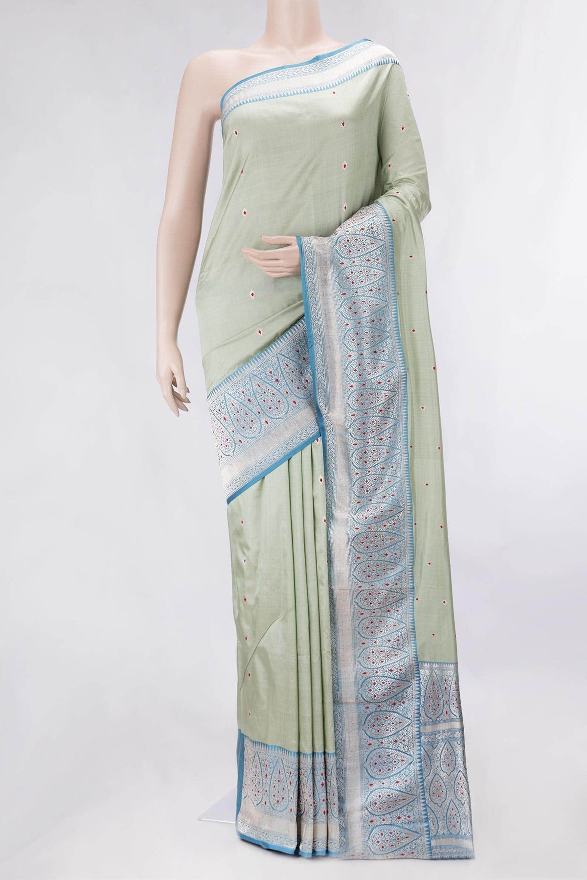 Light Green Dual Tone Banarasi Silk Saree