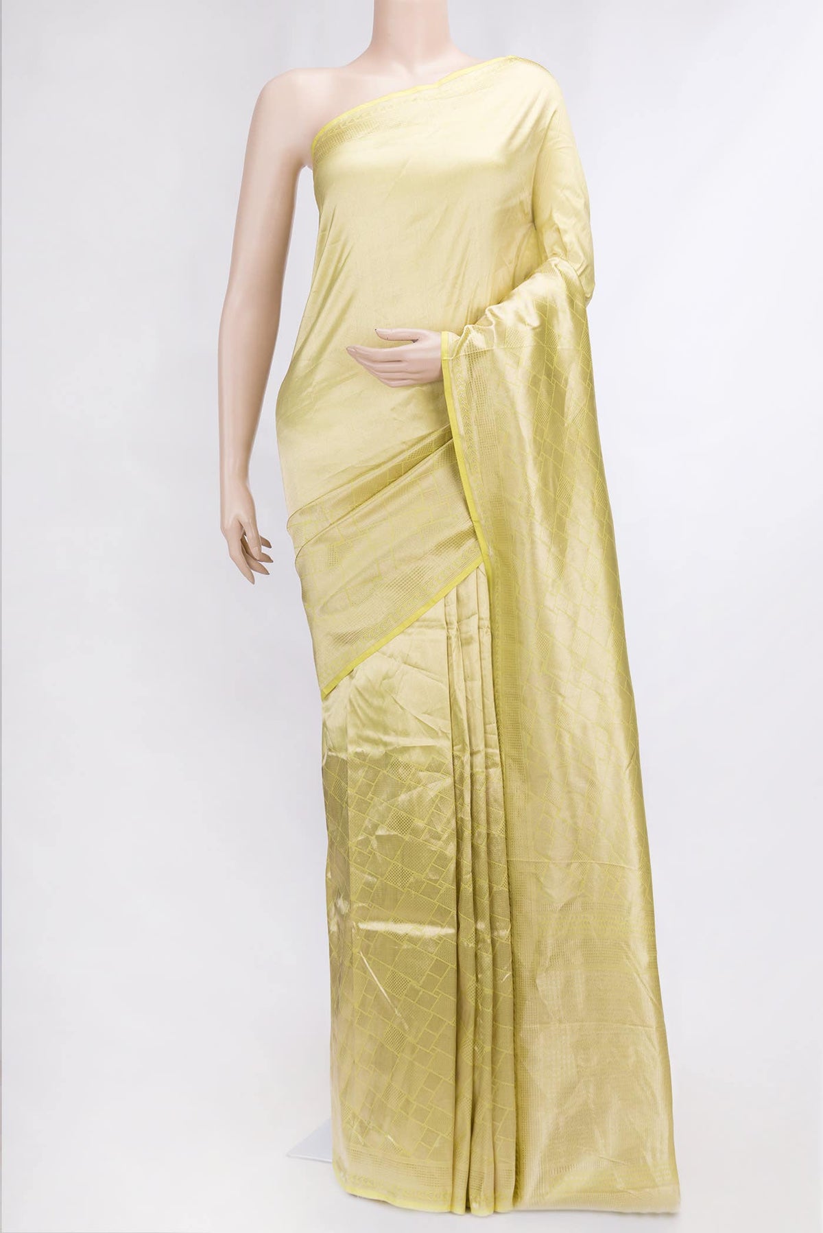 Lemon Yellow Dual Tone Banarasi Silk Saree