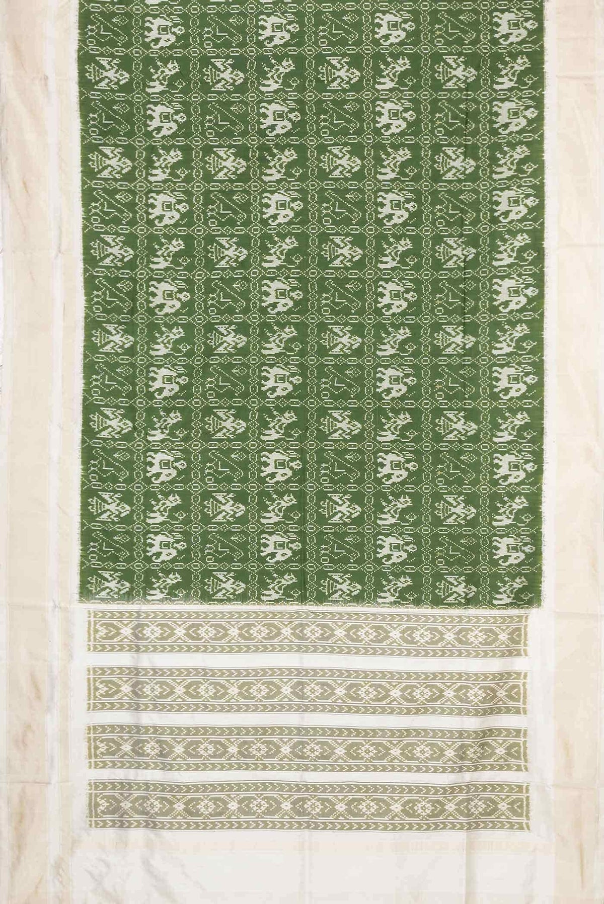 Green Dual Tone Double Ikat Saree