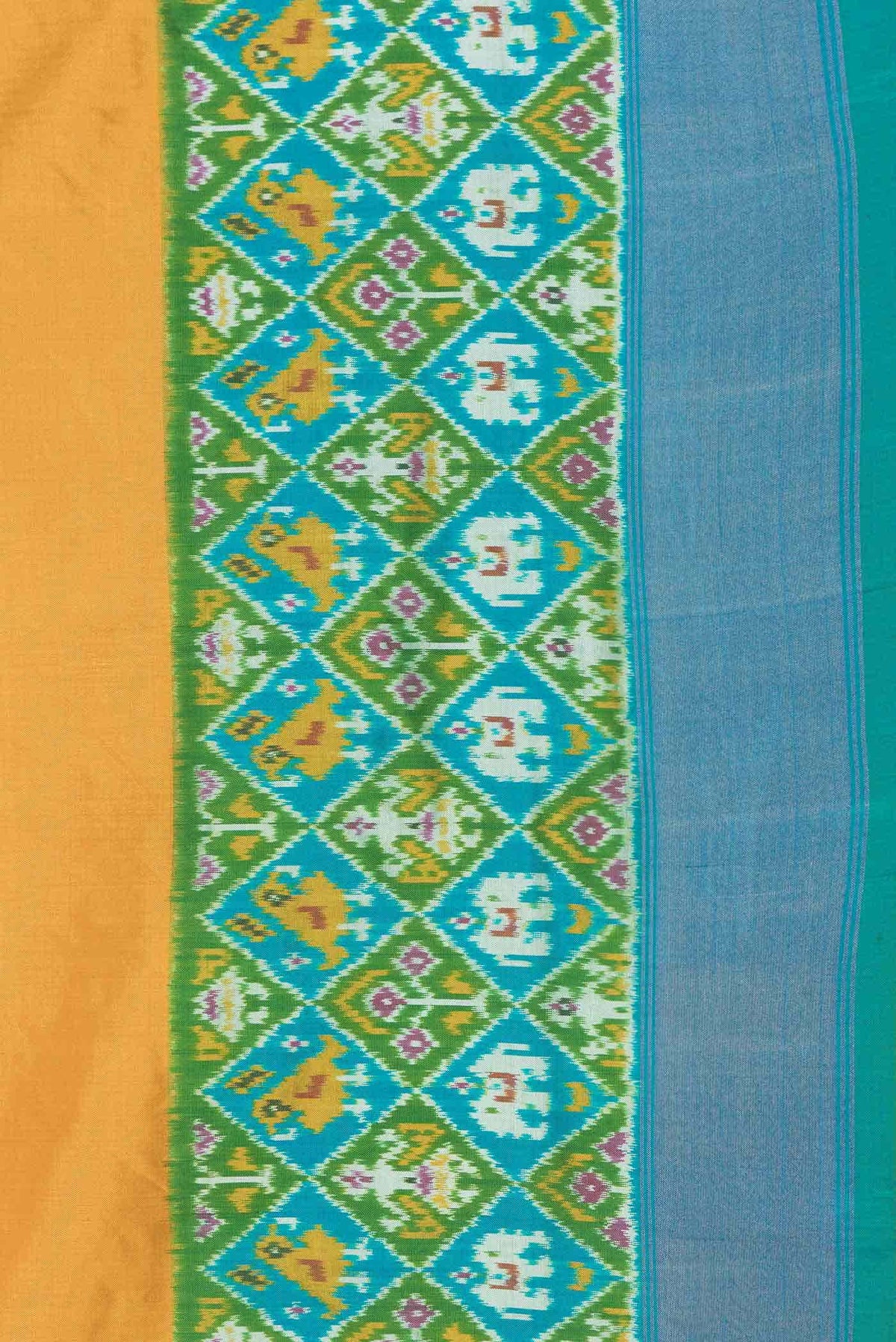 Mustard Dual Tone Double Ikat Saree
