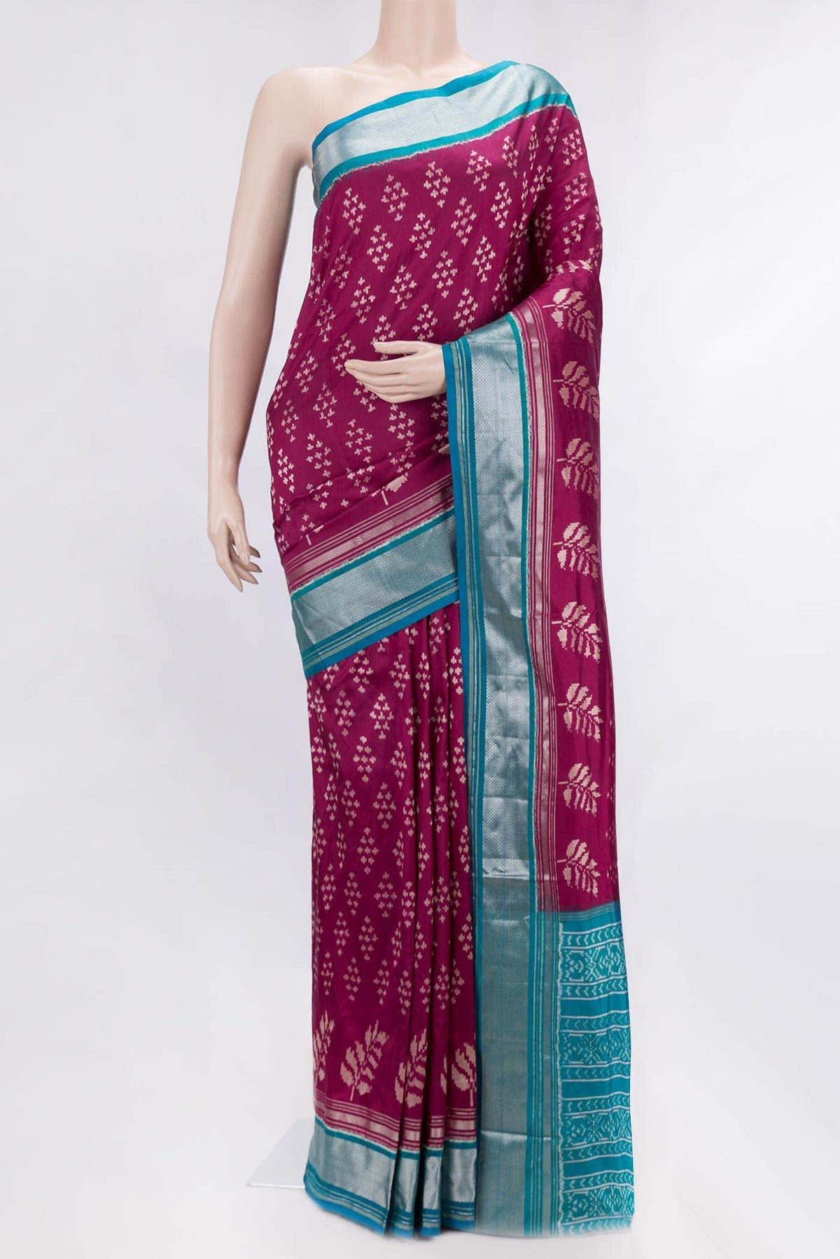 Magenta Dual Tone Double Ikat Saree