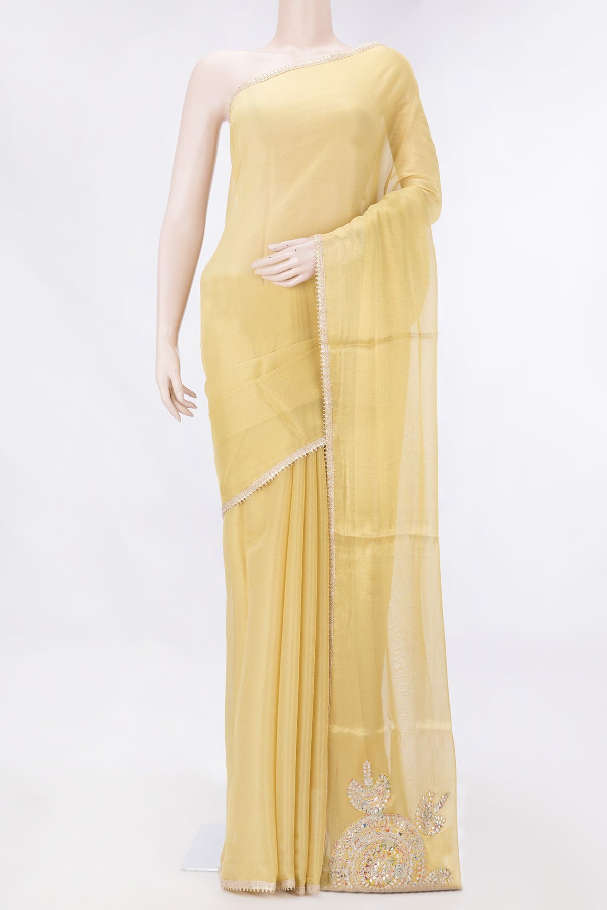 Gold Dual Tone Organza Silk Saree