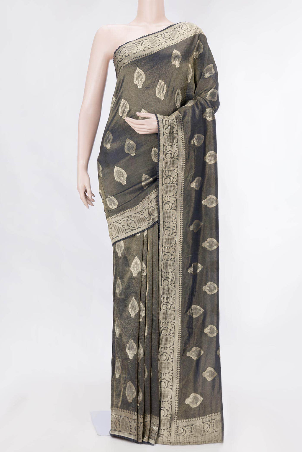 Black Dual Tone Blended Tissue Silk Saree