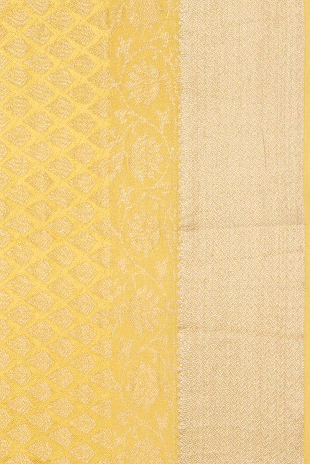 Yellow Mysore Crepe Saree