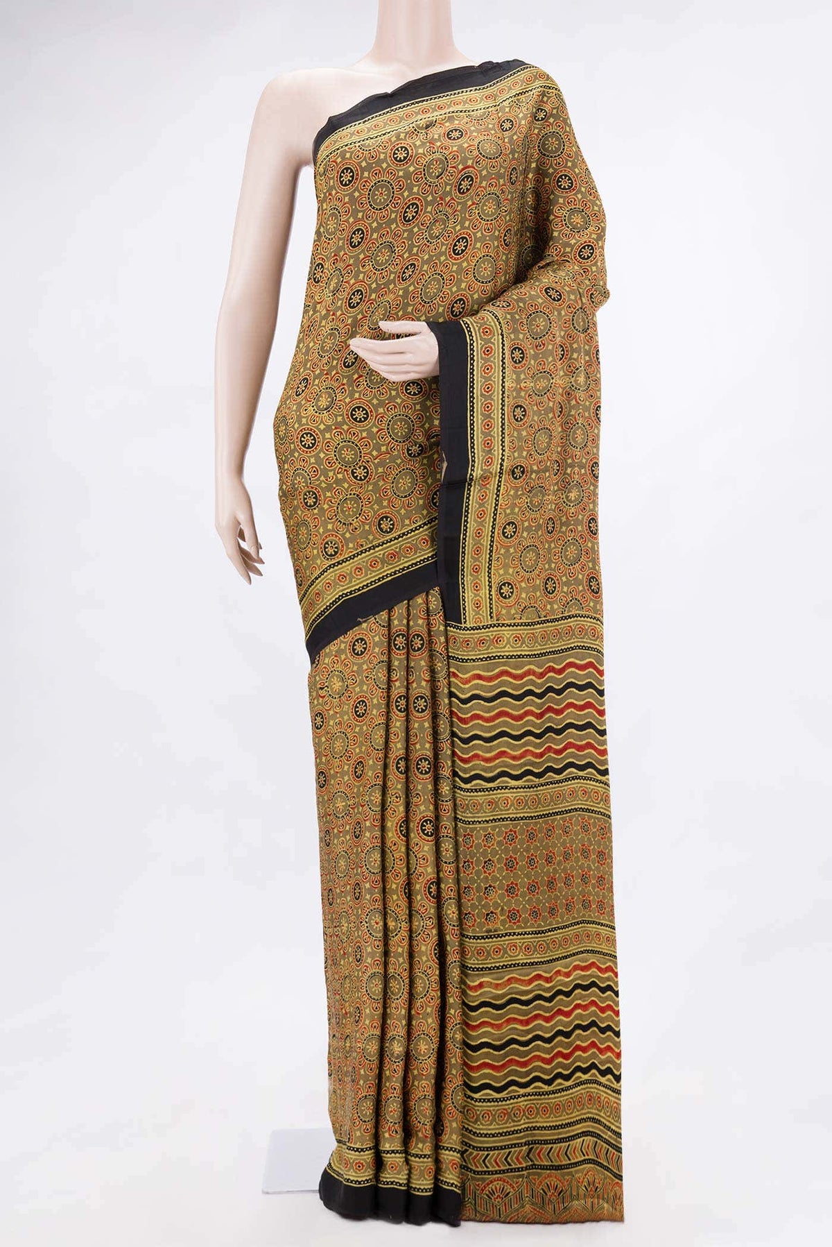 Mehandi Green Dual Tone Satin Crepe Saree