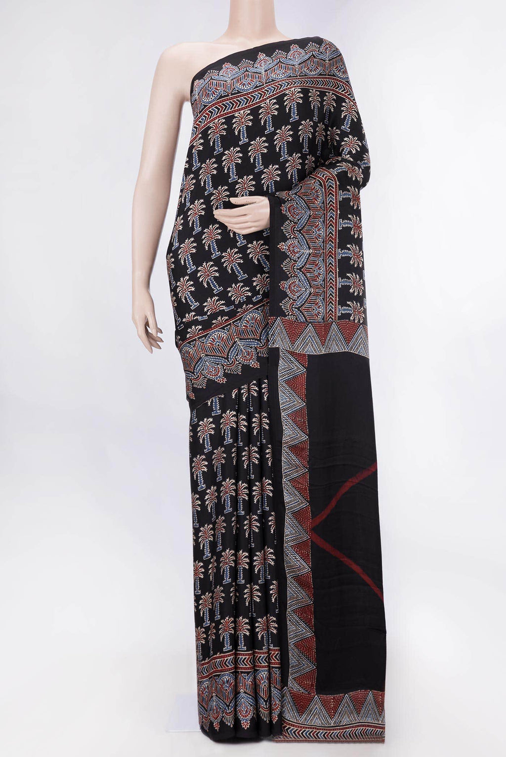 Black Dual Tone Satin Crepe Saree