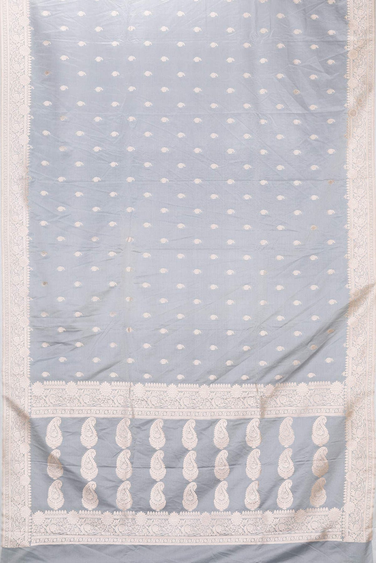 Grey Dual Tone Blended Banarasi Silk Saree