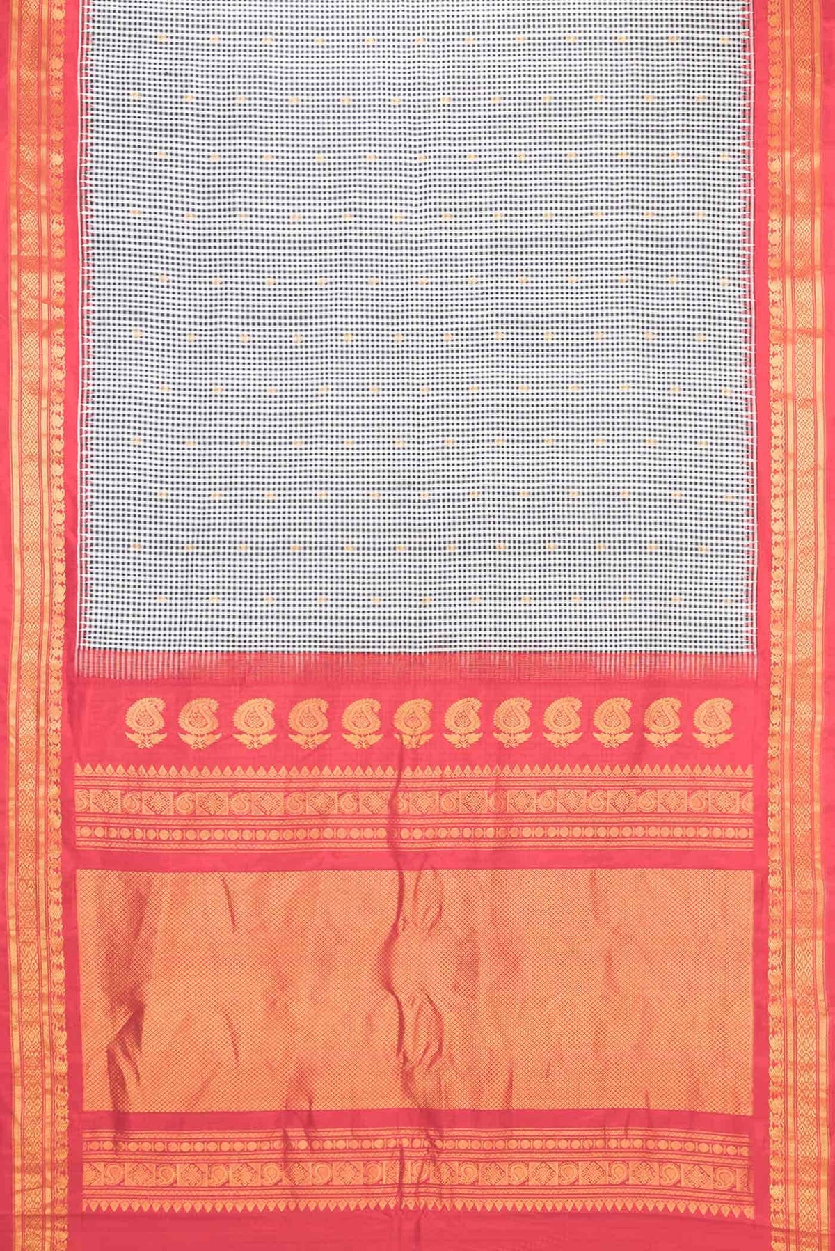Off White and Black Dual Tone Gadwal Silk Saree