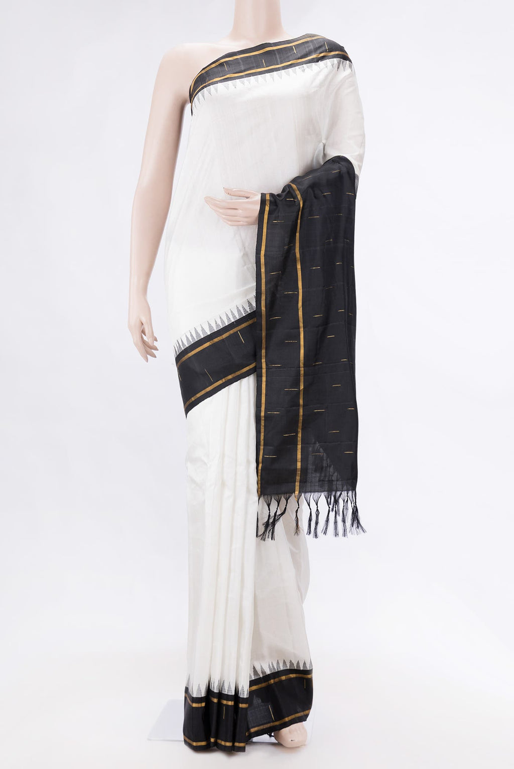 Off White Gadwal Silk Saree