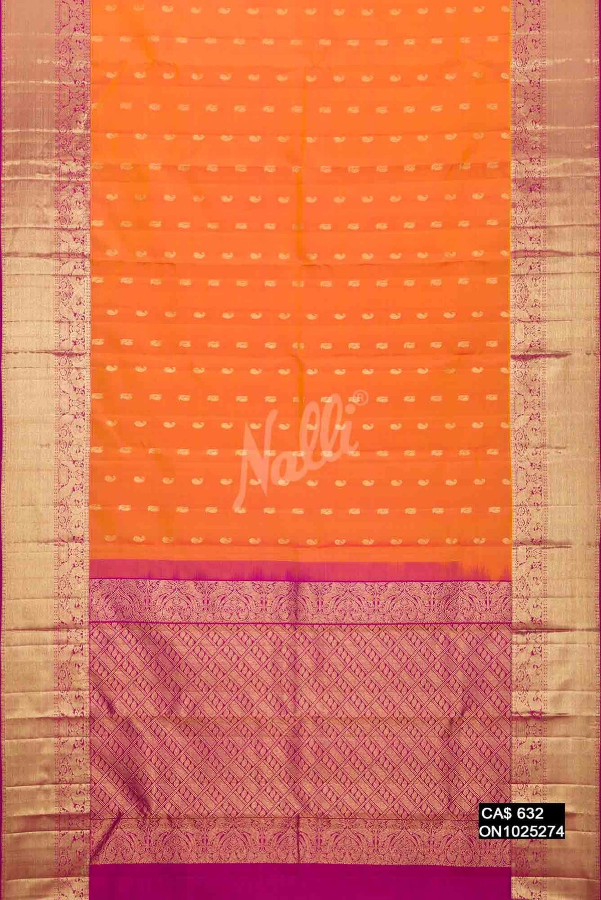 Orange Kanchipuram Silk Saree