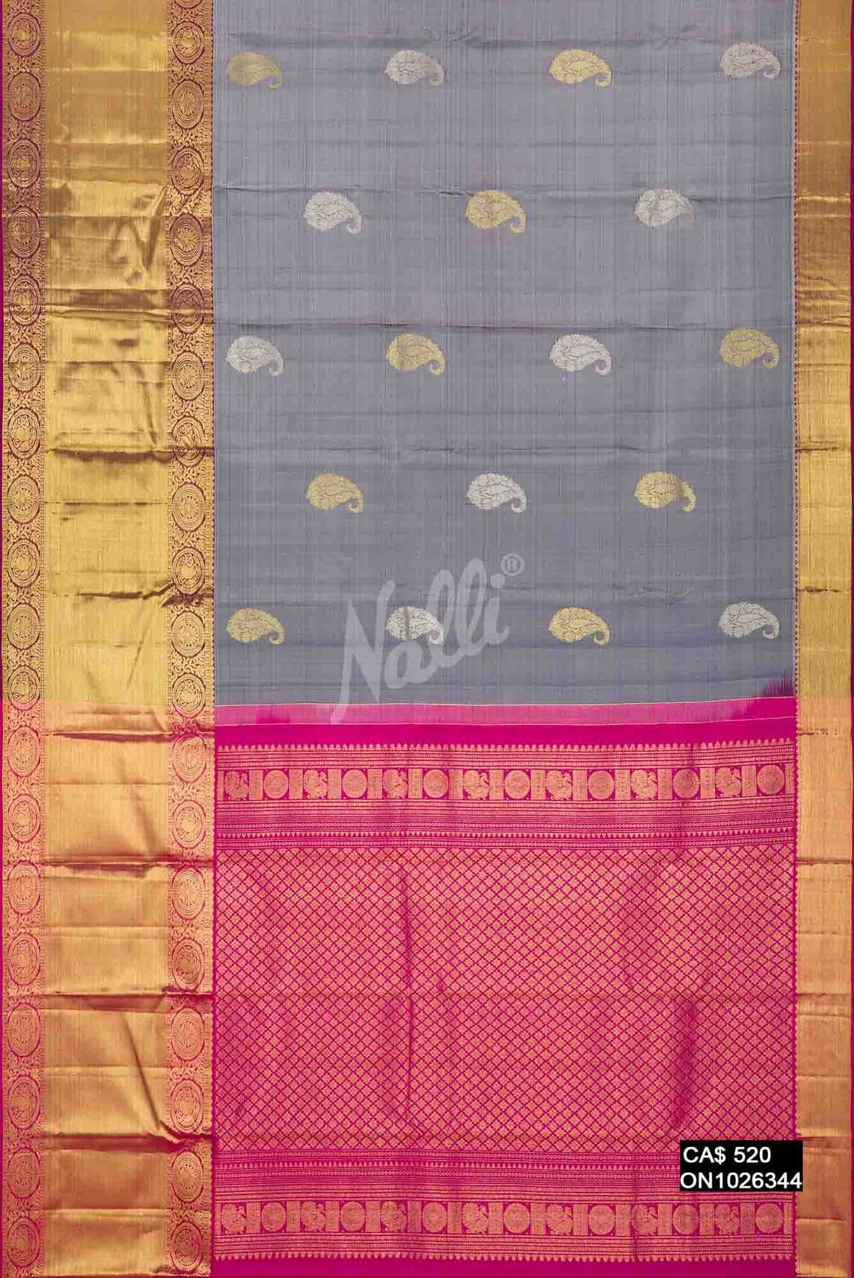Grey Kanchipuram Silk Saree