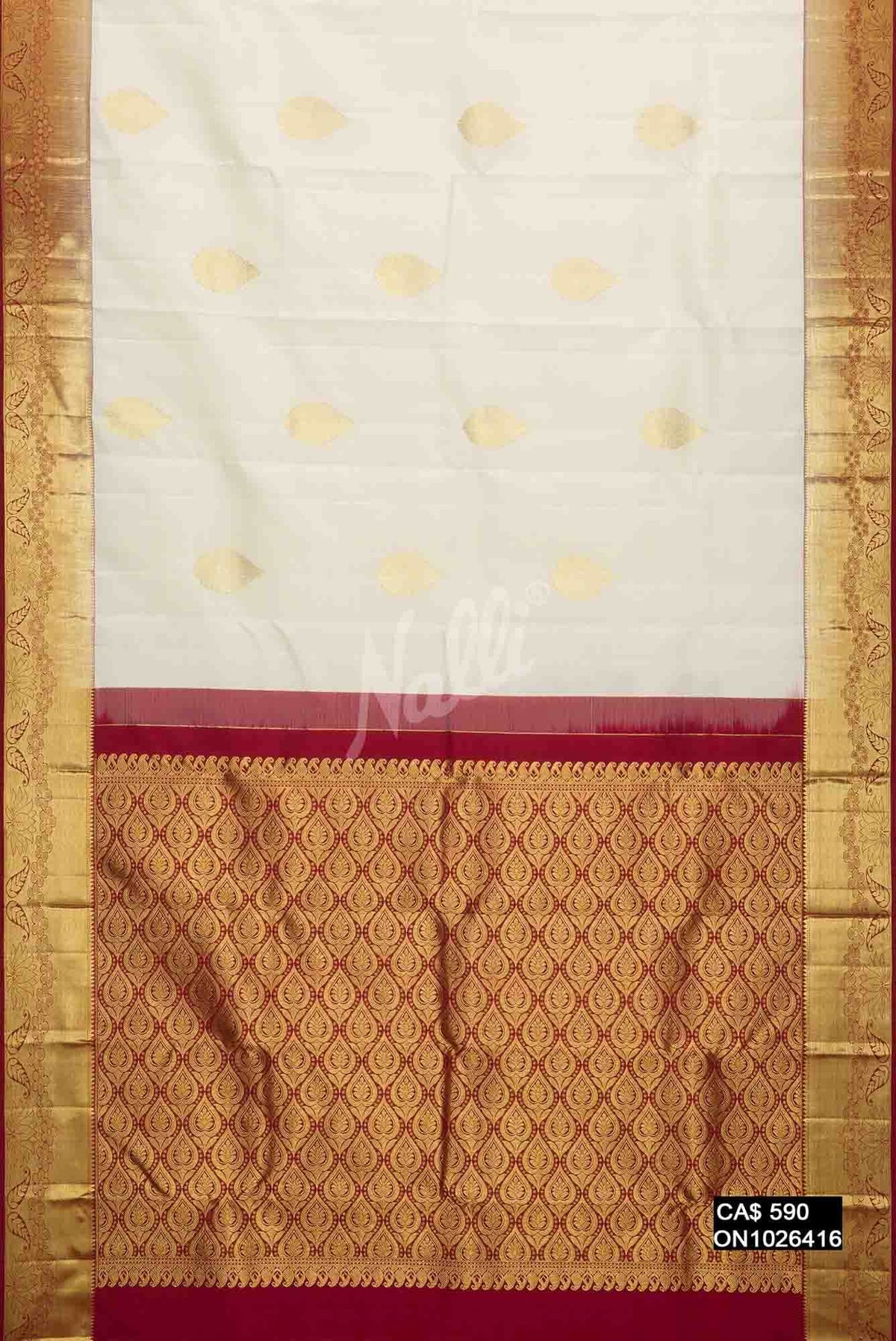 White Kanchipuram Silk Saree