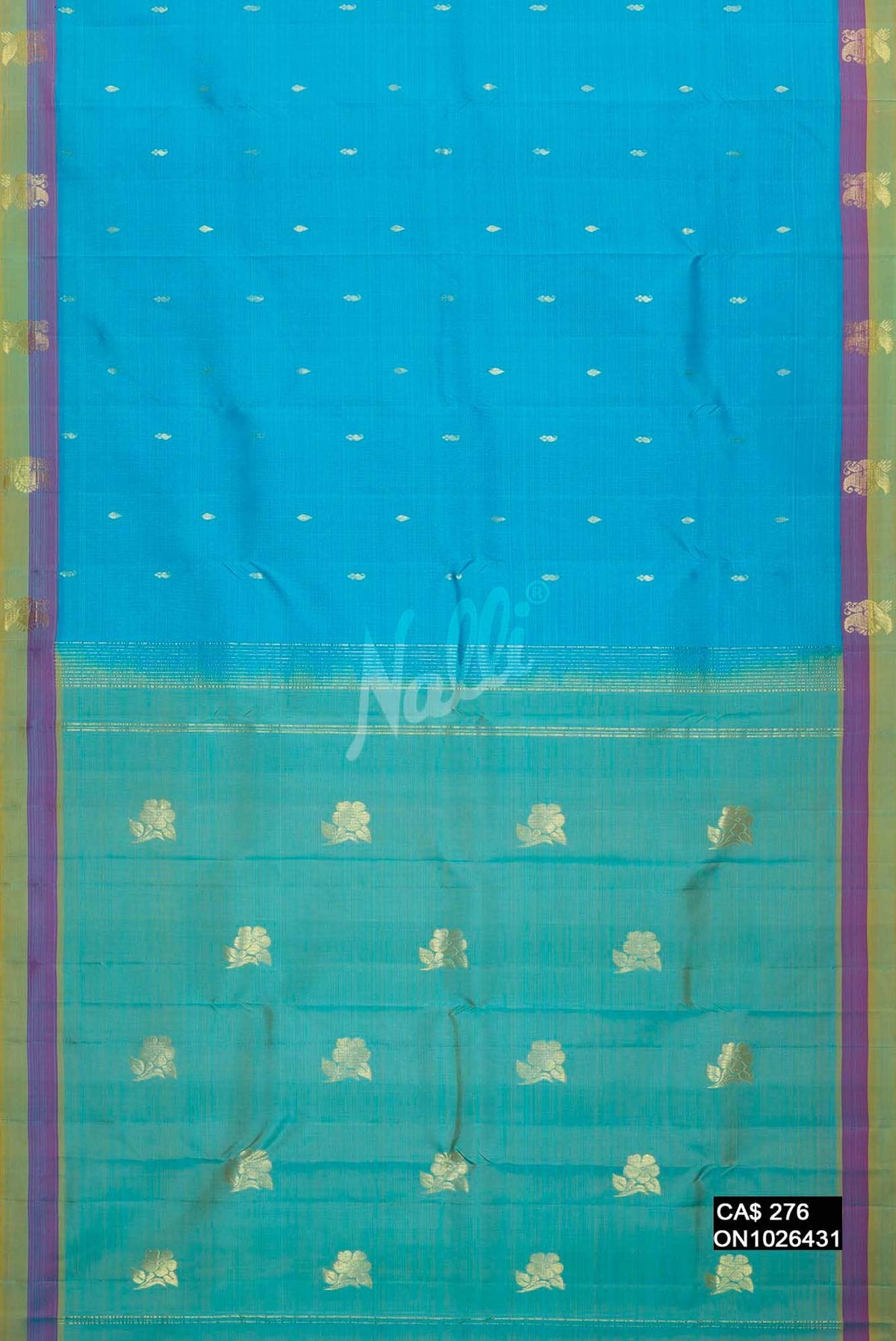 Sky Blue Kanchipuram Silk Saree