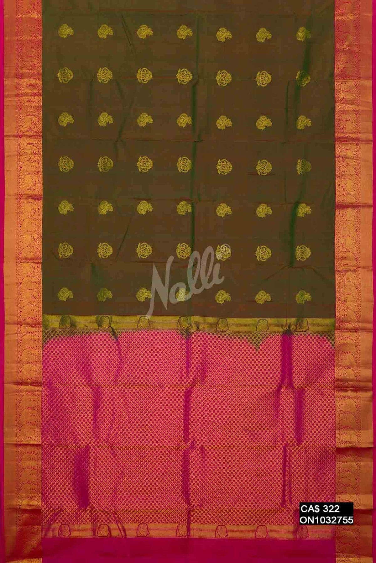 Mehandi Green Kanchipuram Silk Saree