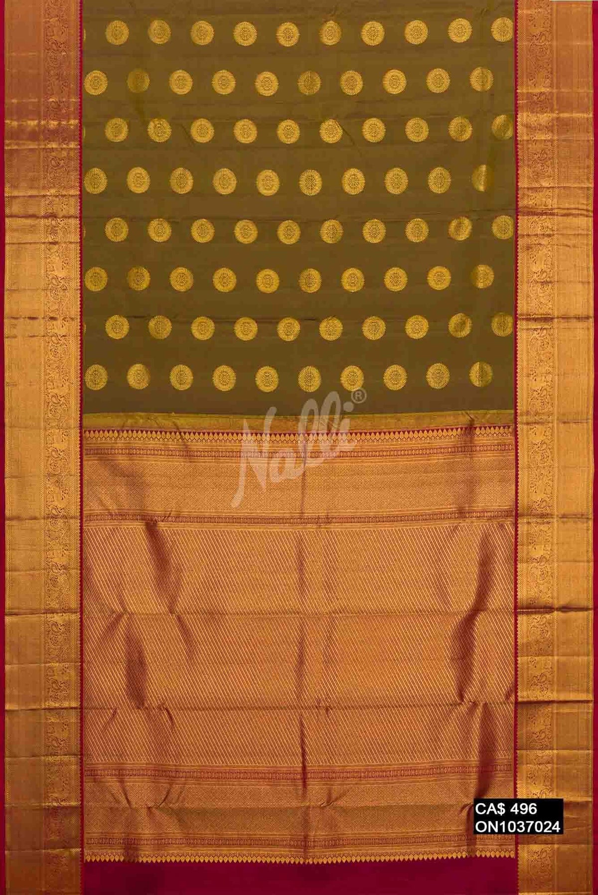 Mehandi Green Kanchipuram Silk Saree