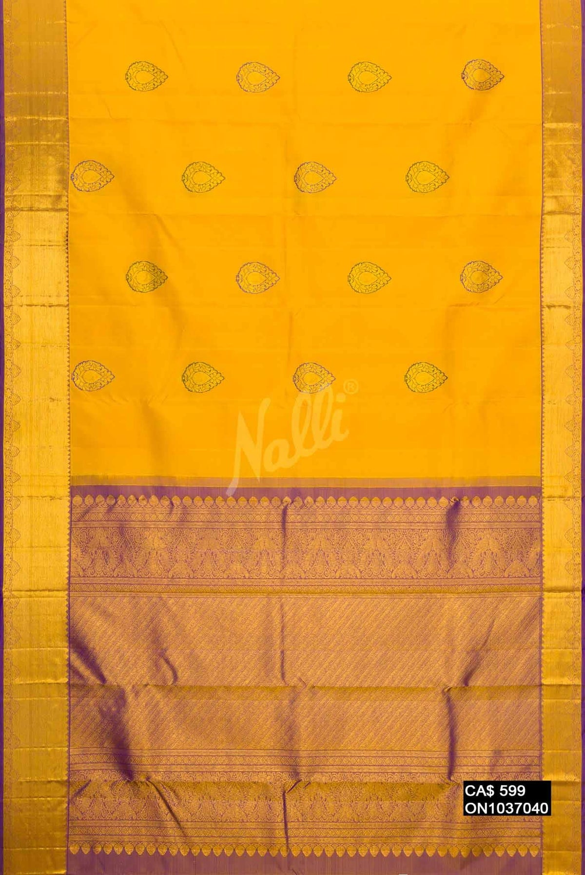 Yellow Kanchipuram Silk Saree