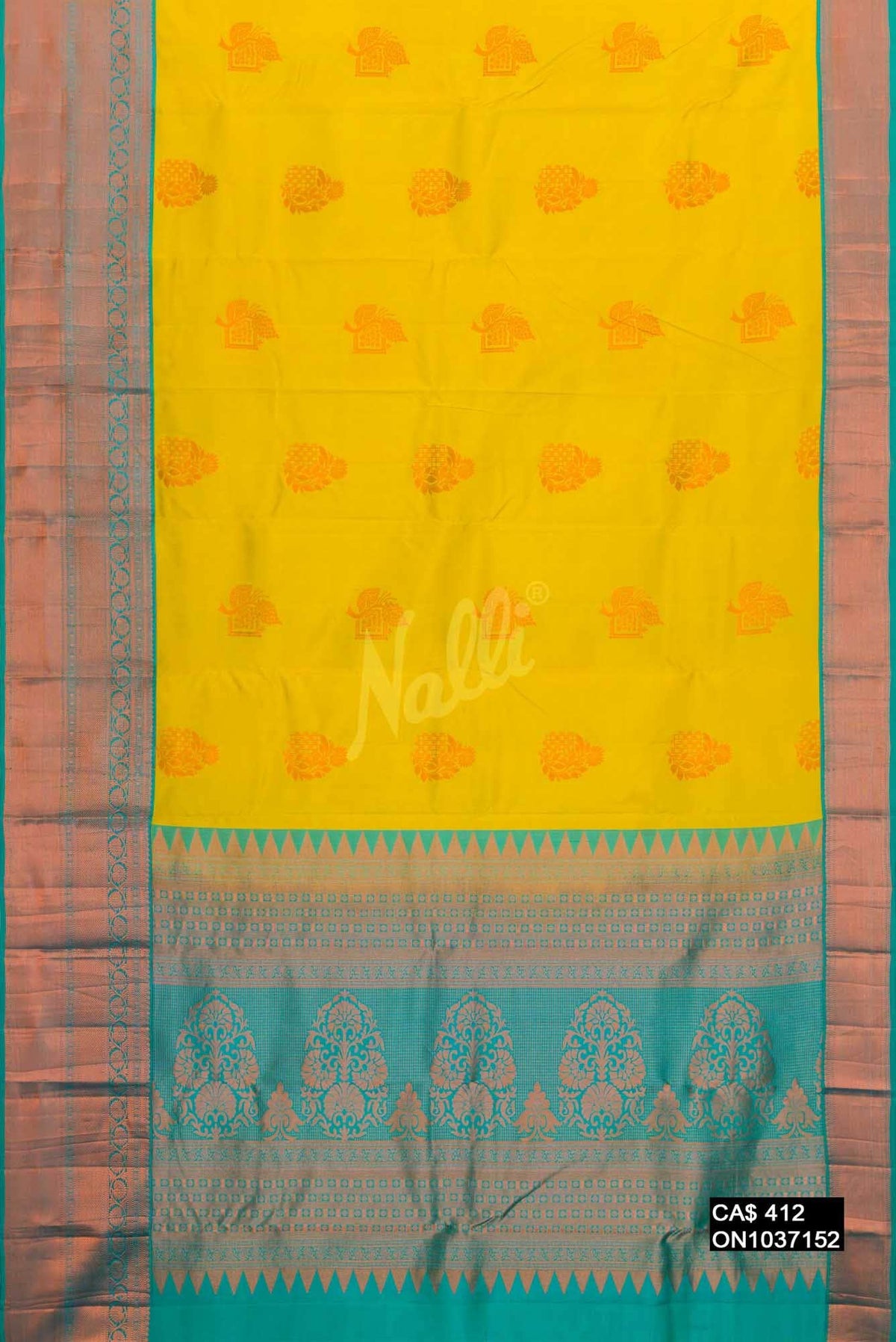Yellow Kanchipuram Silk Saree