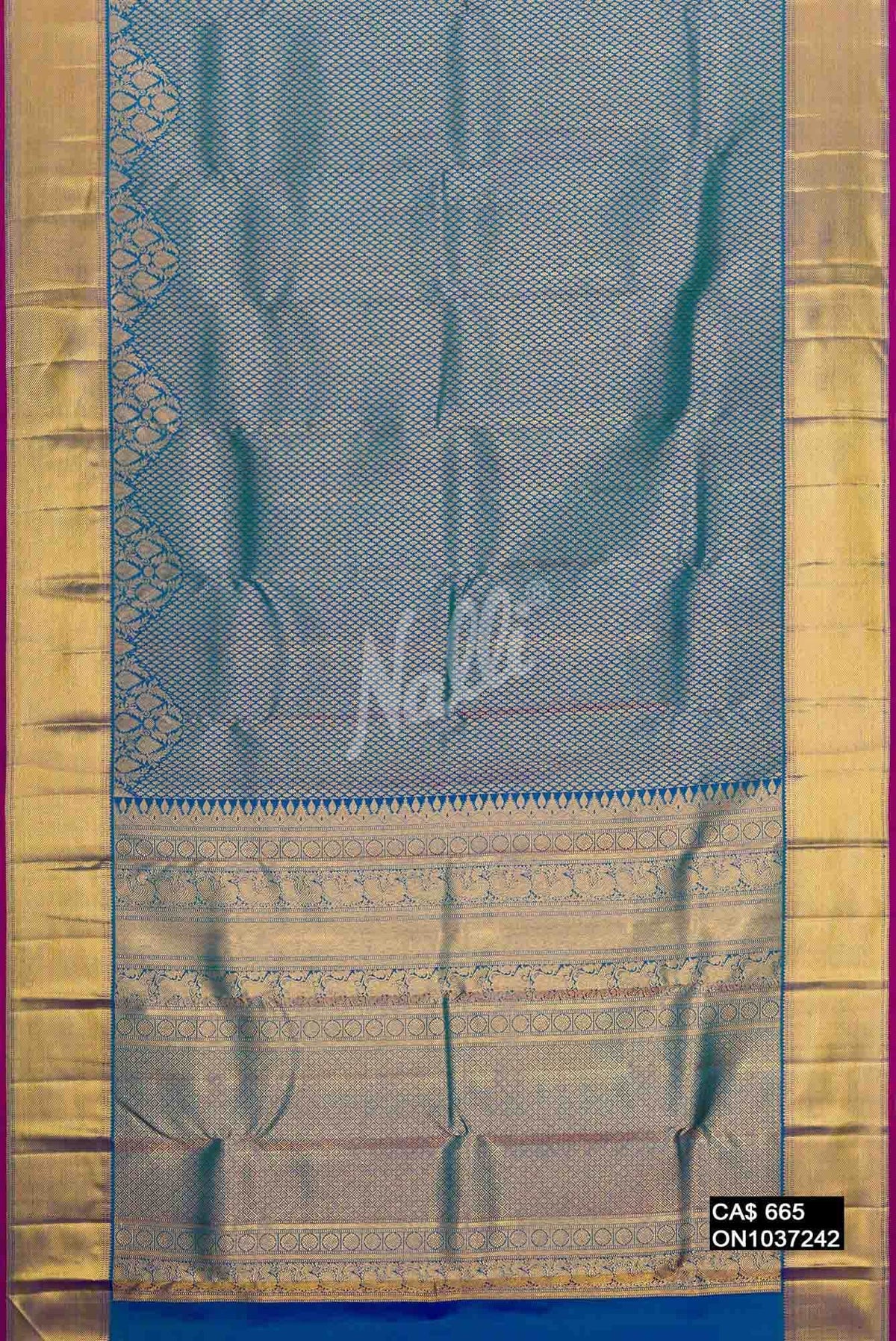 Peacock Blue Kanchipuram Silk Saree