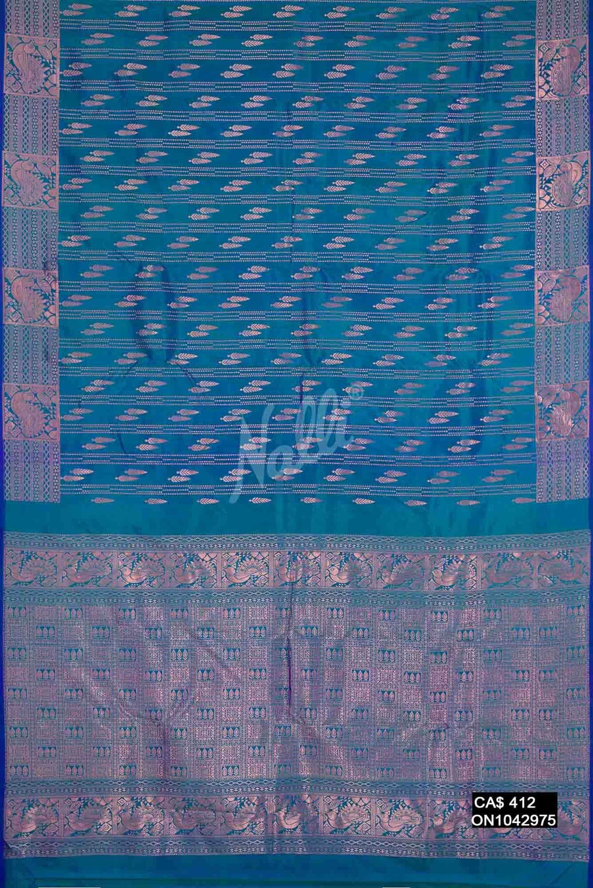 Peacock Blue Kanchipuram Silk Saree