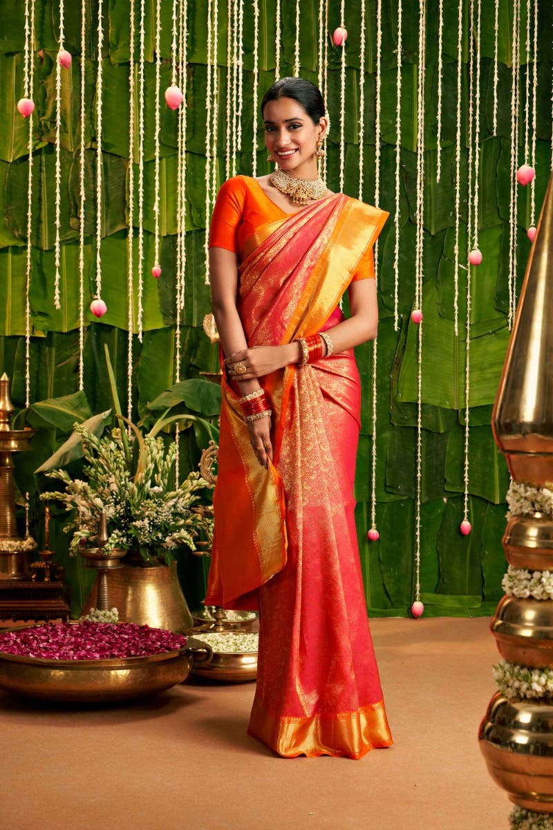 Sundiri-Pink Kanchipuram Silk Saree