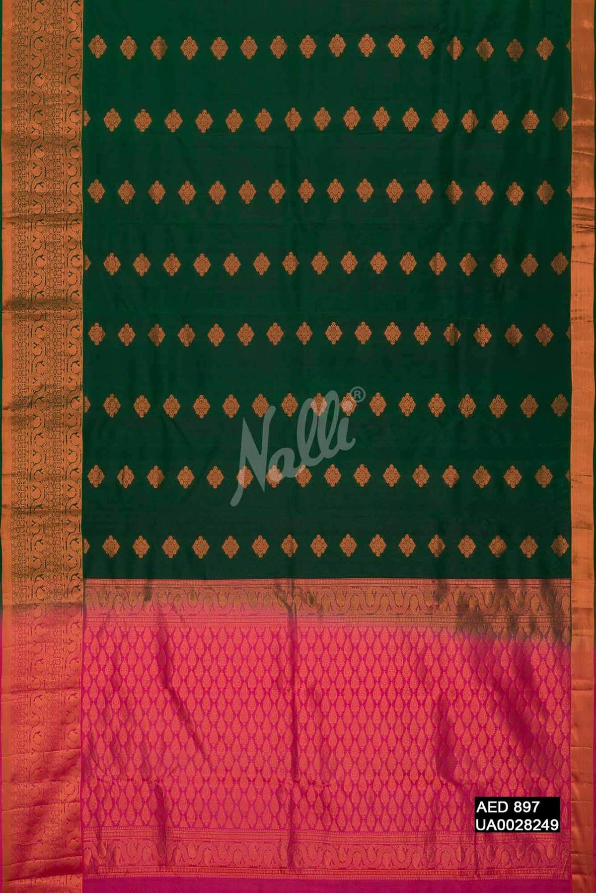 Bottle Green Kanchipuram Silk Saree