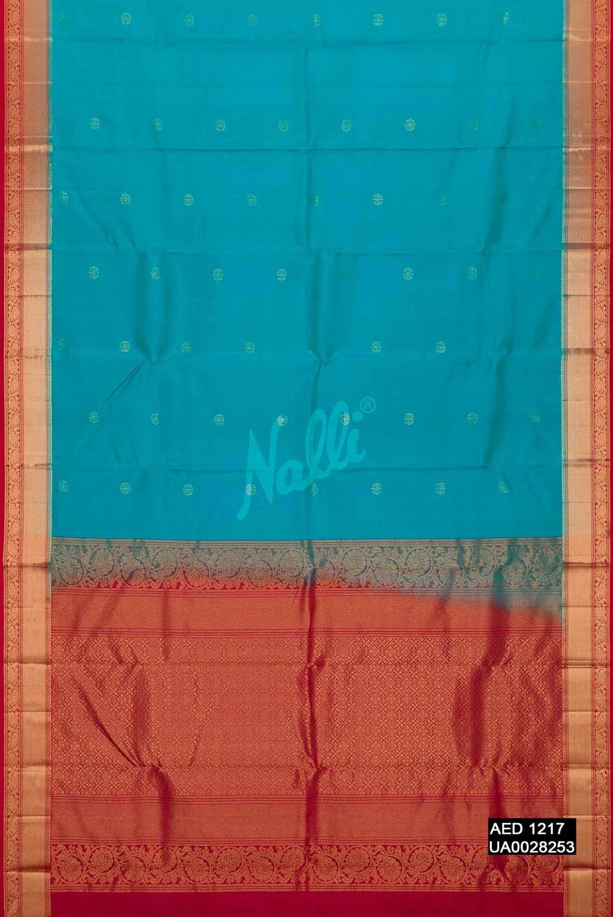 Peacock Blue Kanchipuram Silk Saree