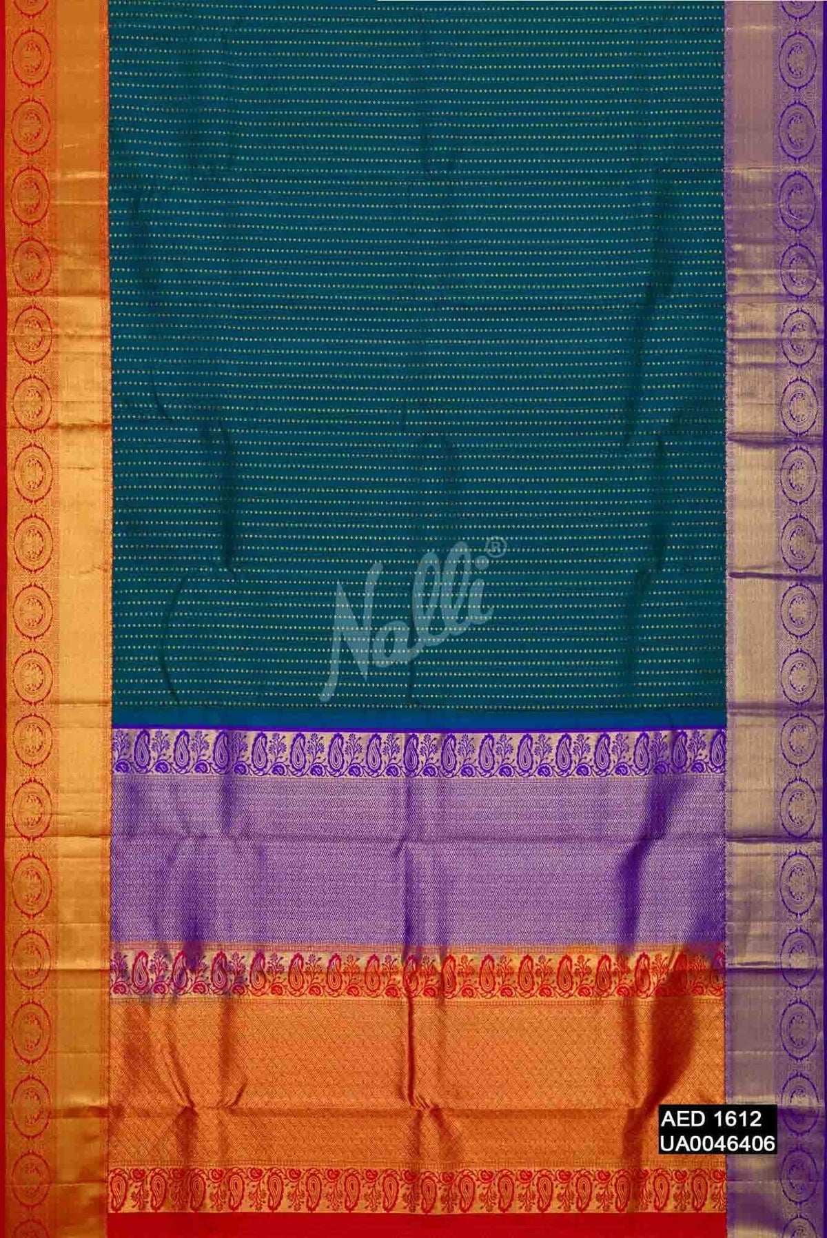 Peacock Blue Kanchipuram Silk Saree