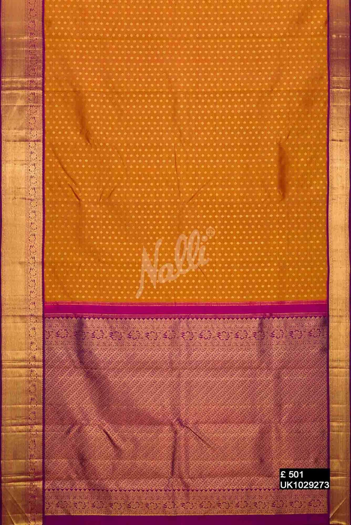 Mustard Kanchipuram Silk Saree
