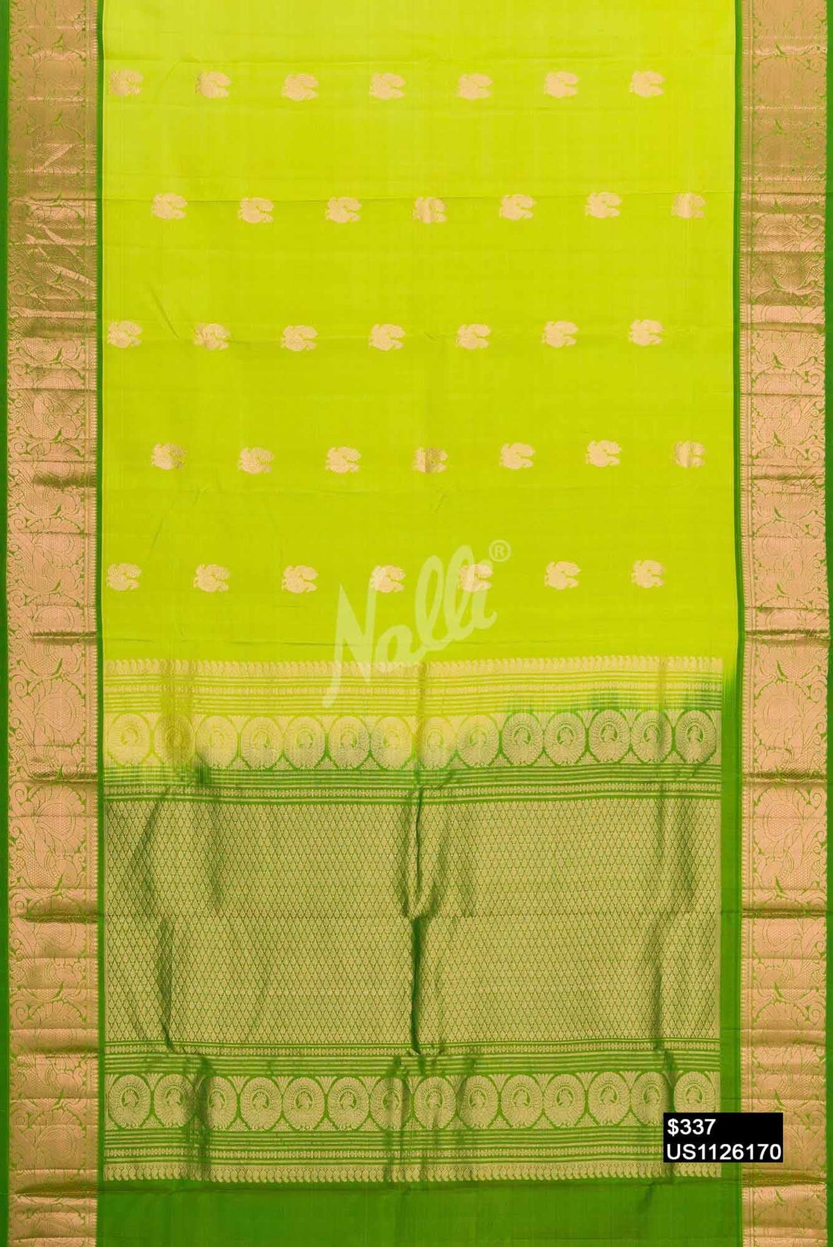 Parrot Green Kanchipuram Silk Saree