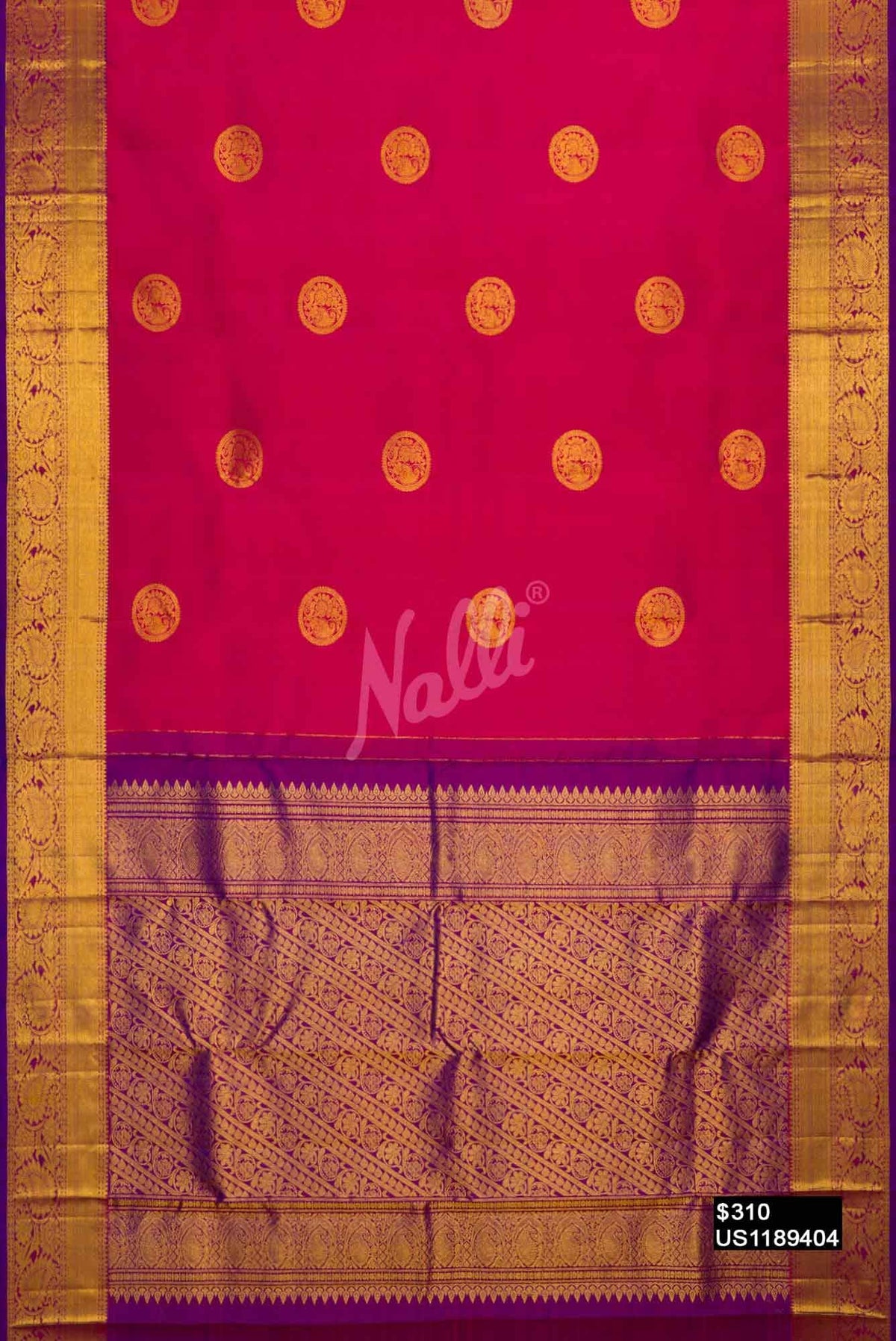 Dark Pink Kanchipuram Silk Saree