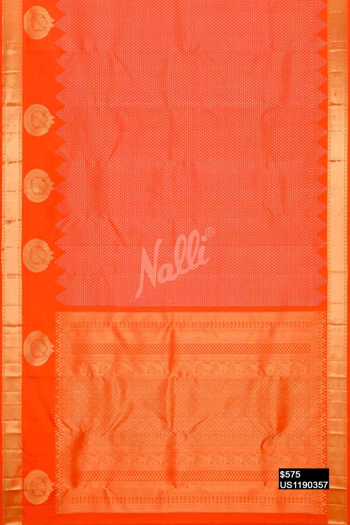 Orange Kanchipuram Silk Saree