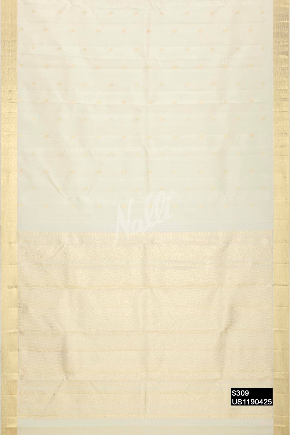 Off White Kanchipuram Silk Saree