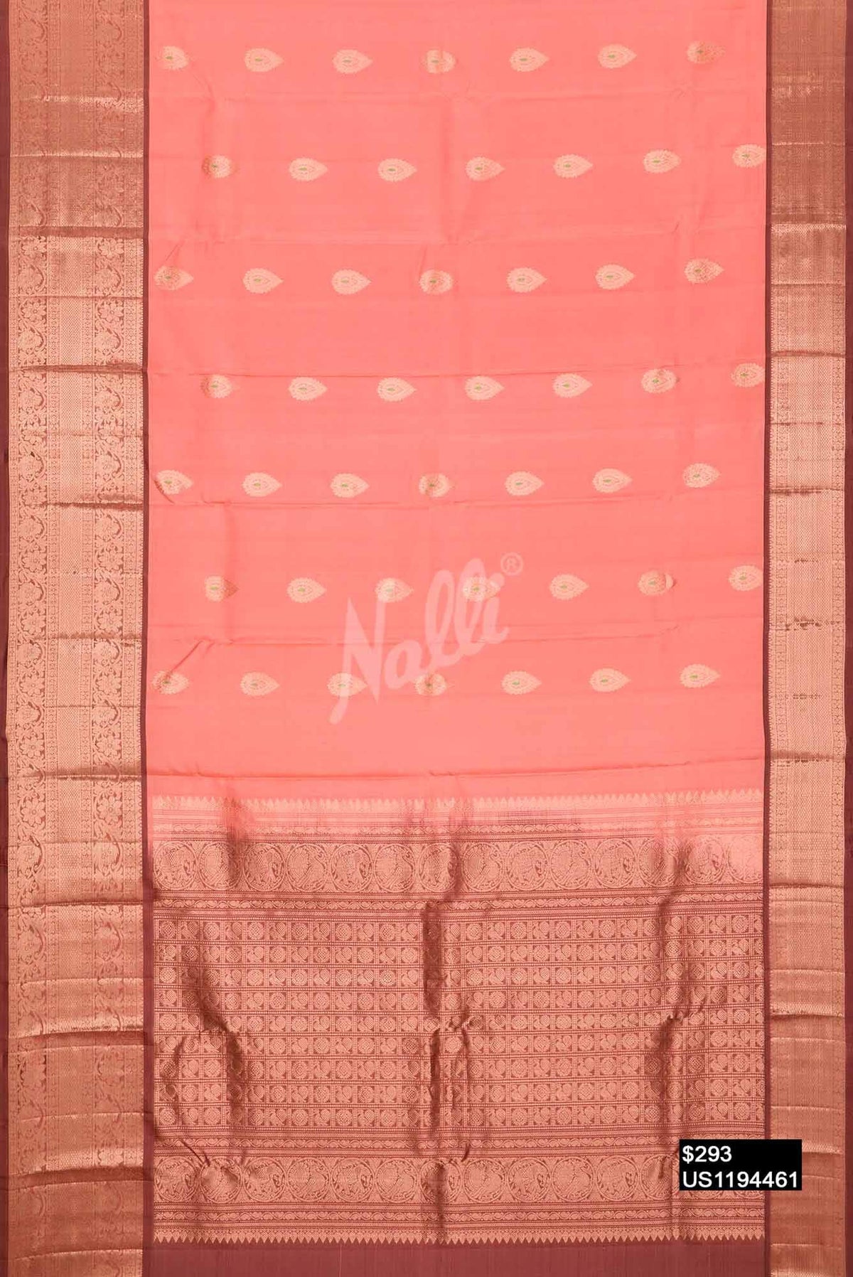 Peach Kanchipuram Silk Saree
