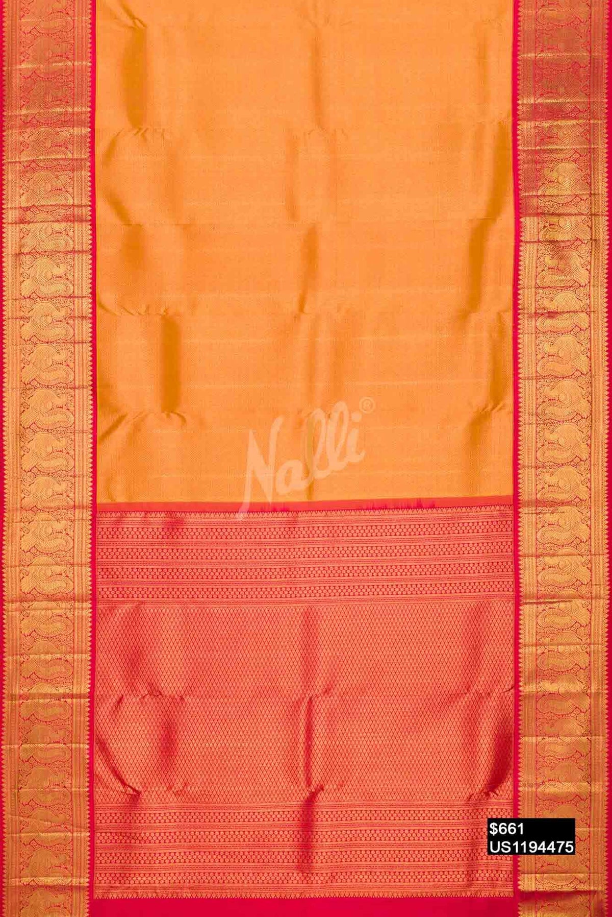 Mustard Kanchipuram Silk Saree
