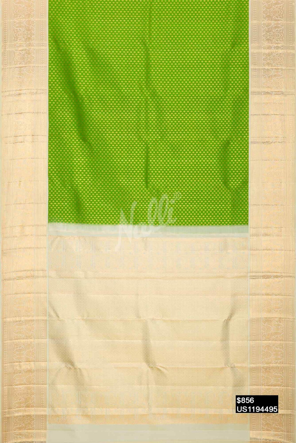 Parrot Green Kanchipuram Silk Saree
