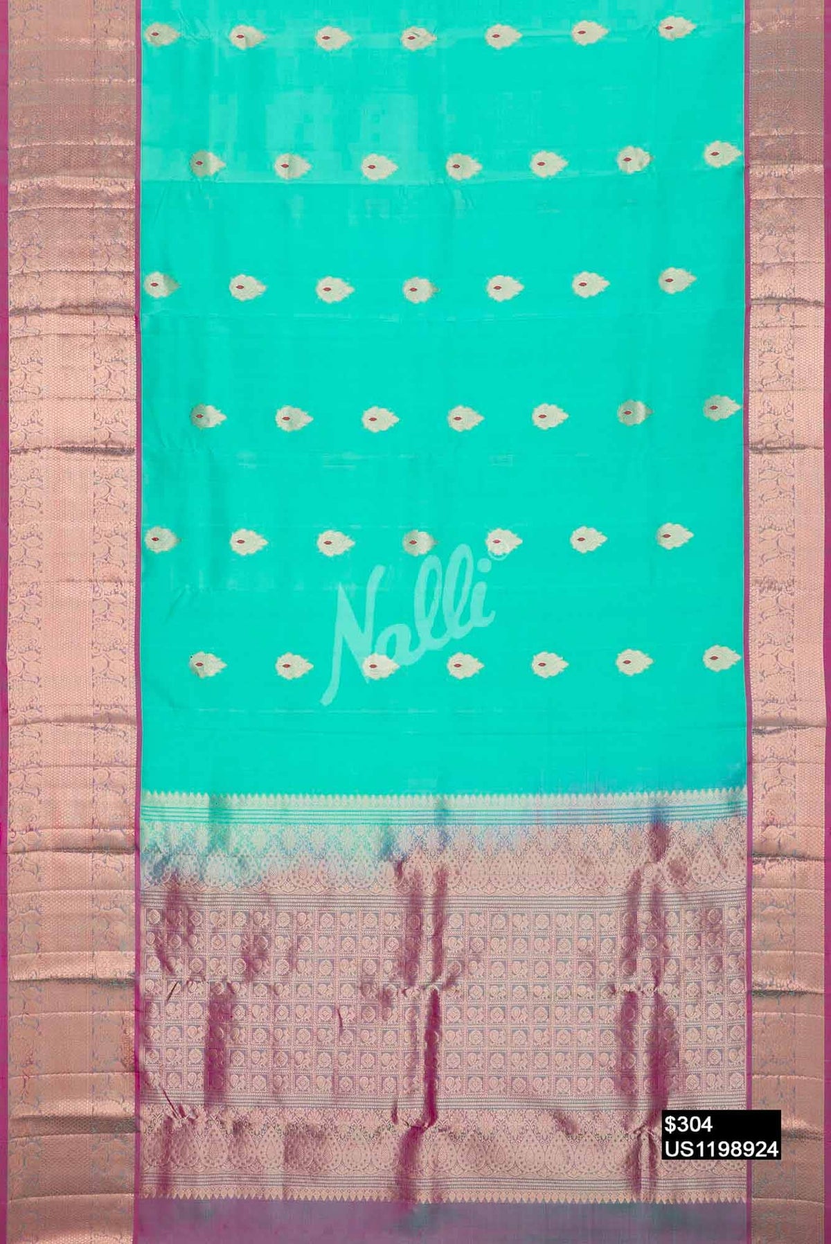 Sea Green Kanchipuram Silk Saree