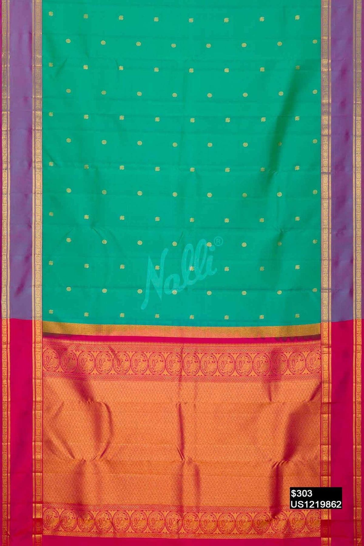 Sea Green Kanchipuram Silk Saree