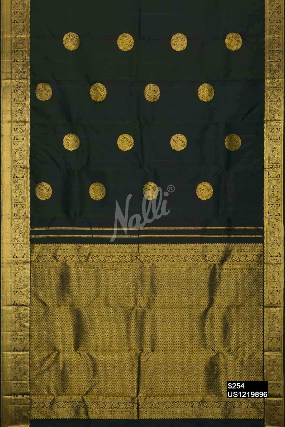 Bottle Green Kanchipuram Silk Saree