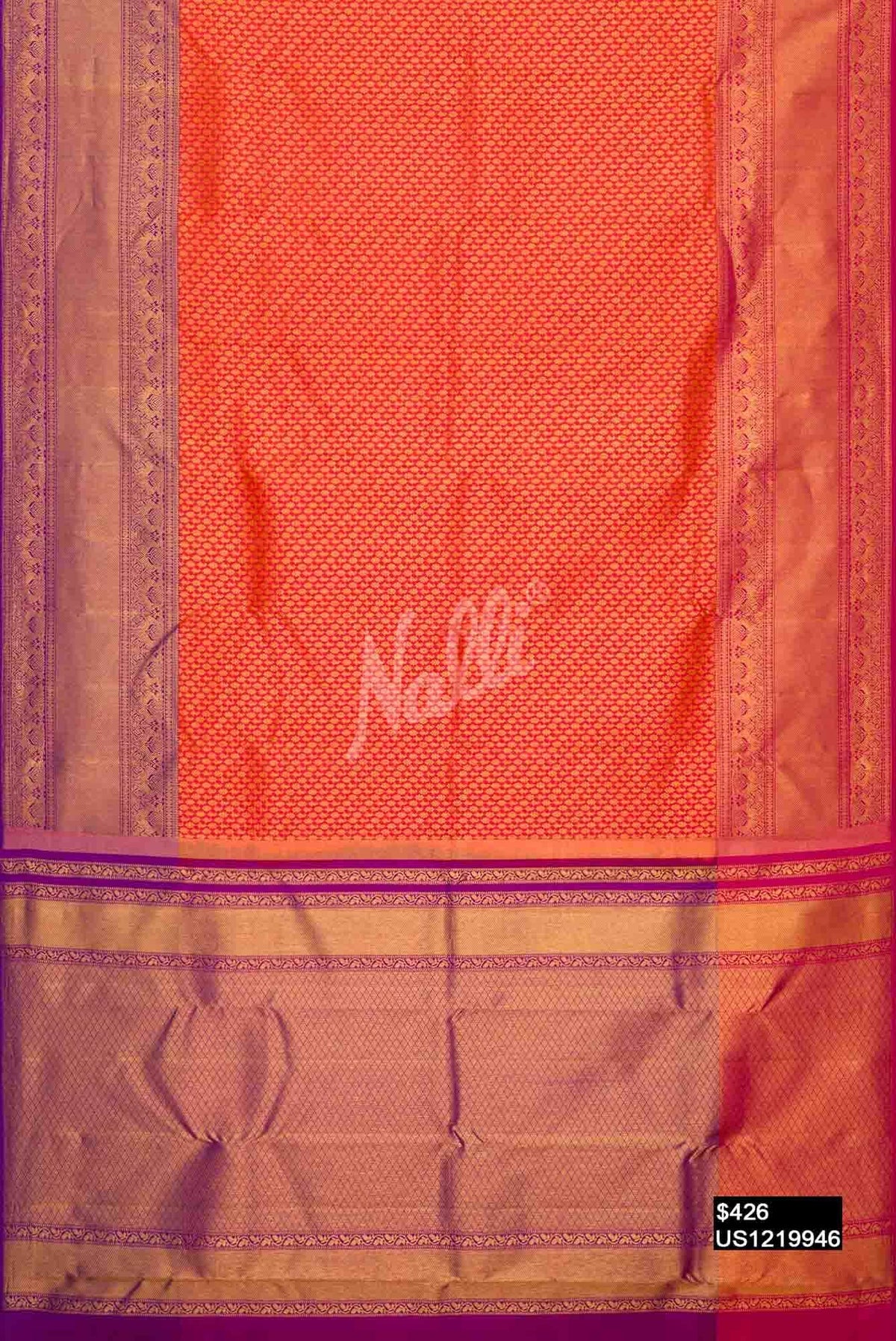 Orange Kanchipuram Silk Saree