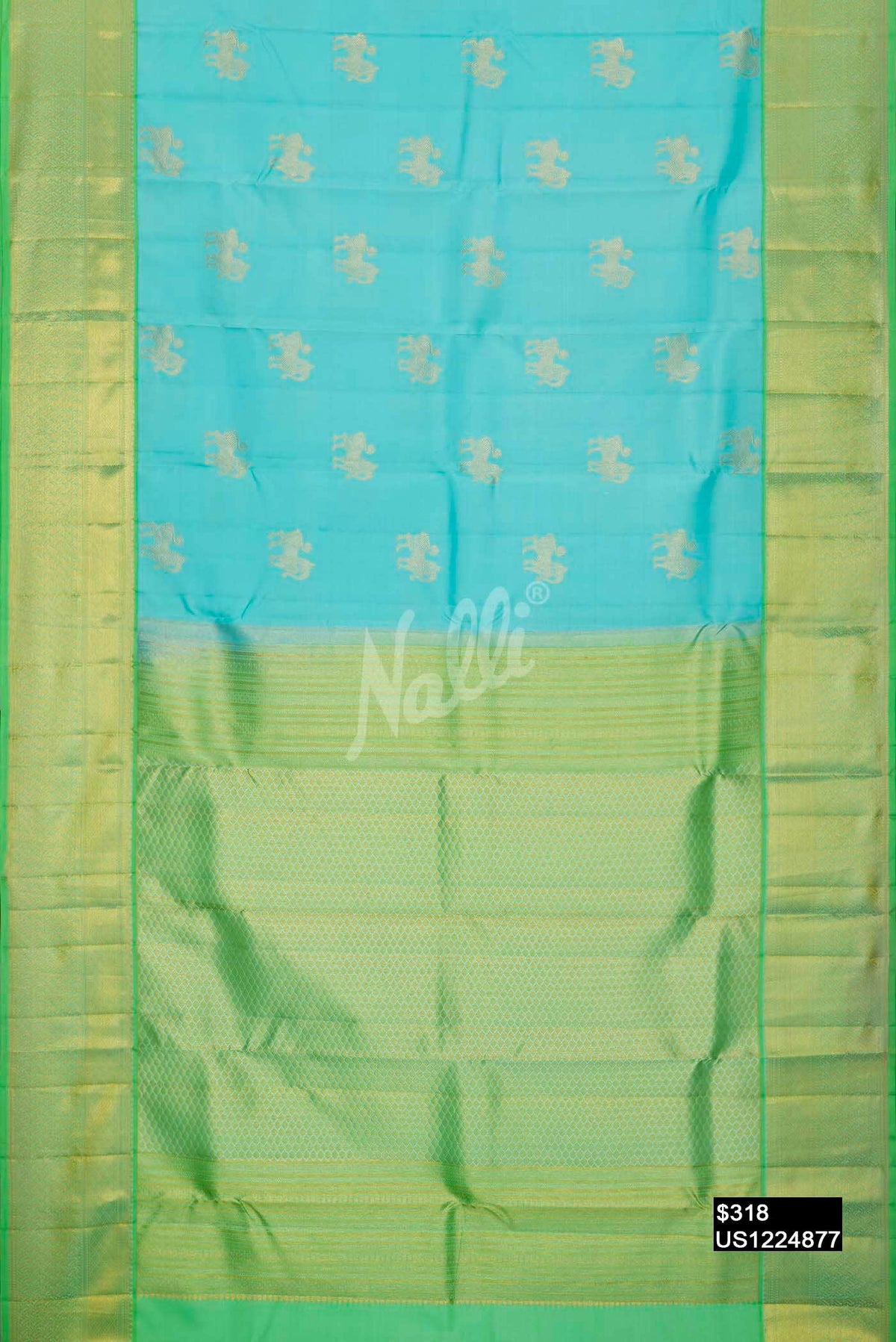 Sky Blue Kanchipuram Silk Saree