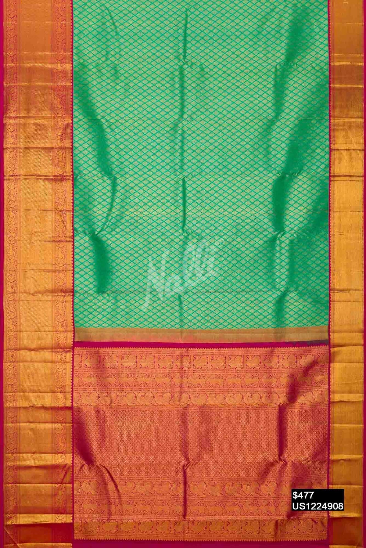 Sea Green Kanchipuram Silk Saree