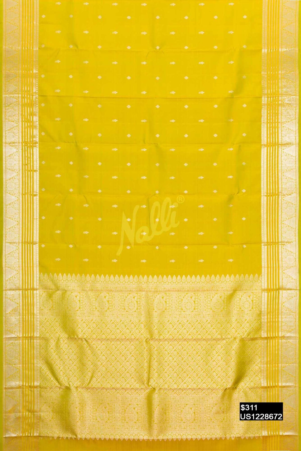 Parrot Green Kanchipuram Silk Saree