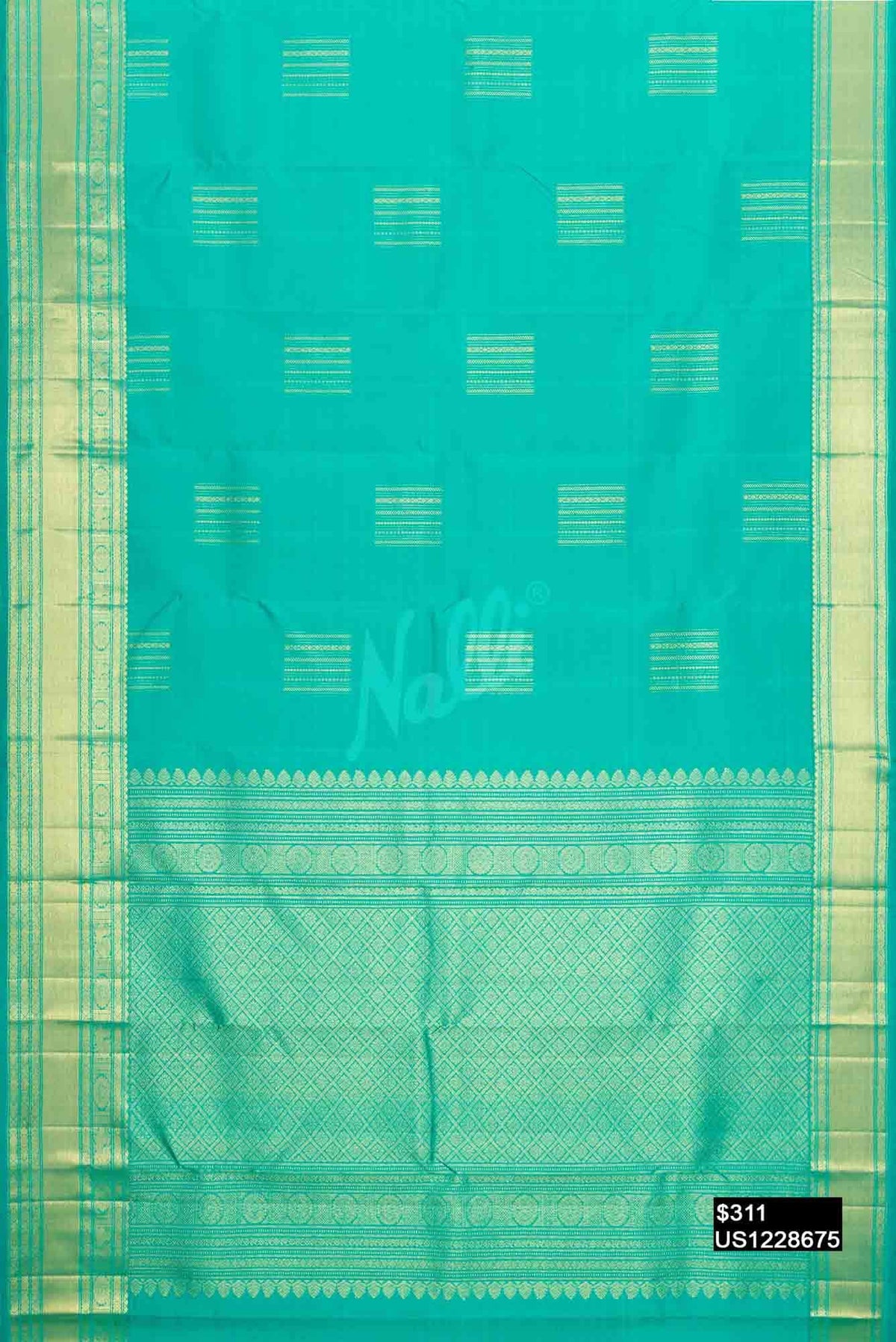 Sea Green Kanchipuram Silk Saree