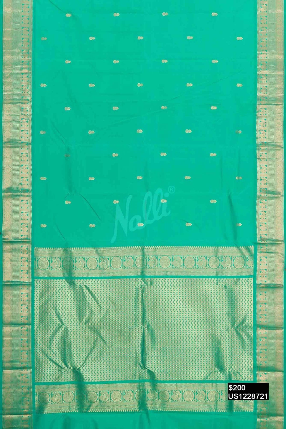 Sea Green Kanchipuram Silk Saree