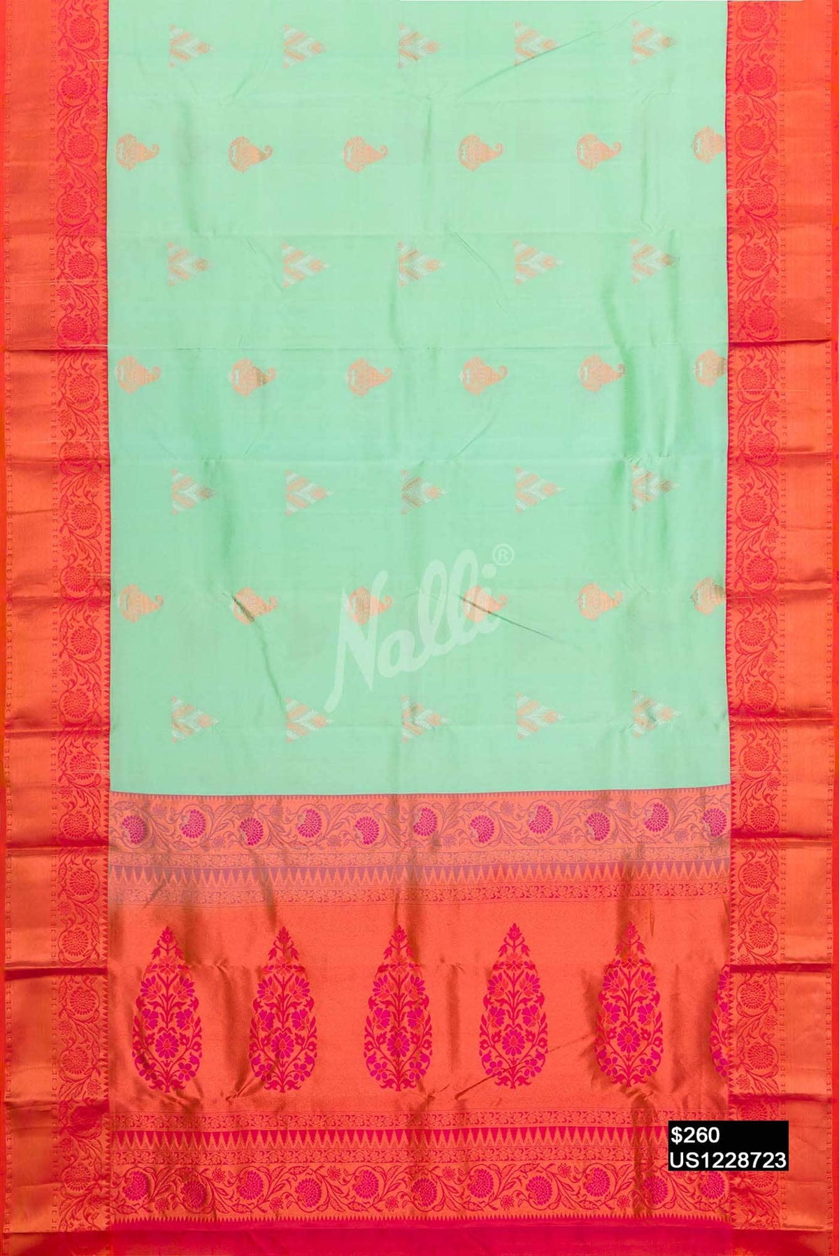 Sea Green Kanchipuram Silk Saree