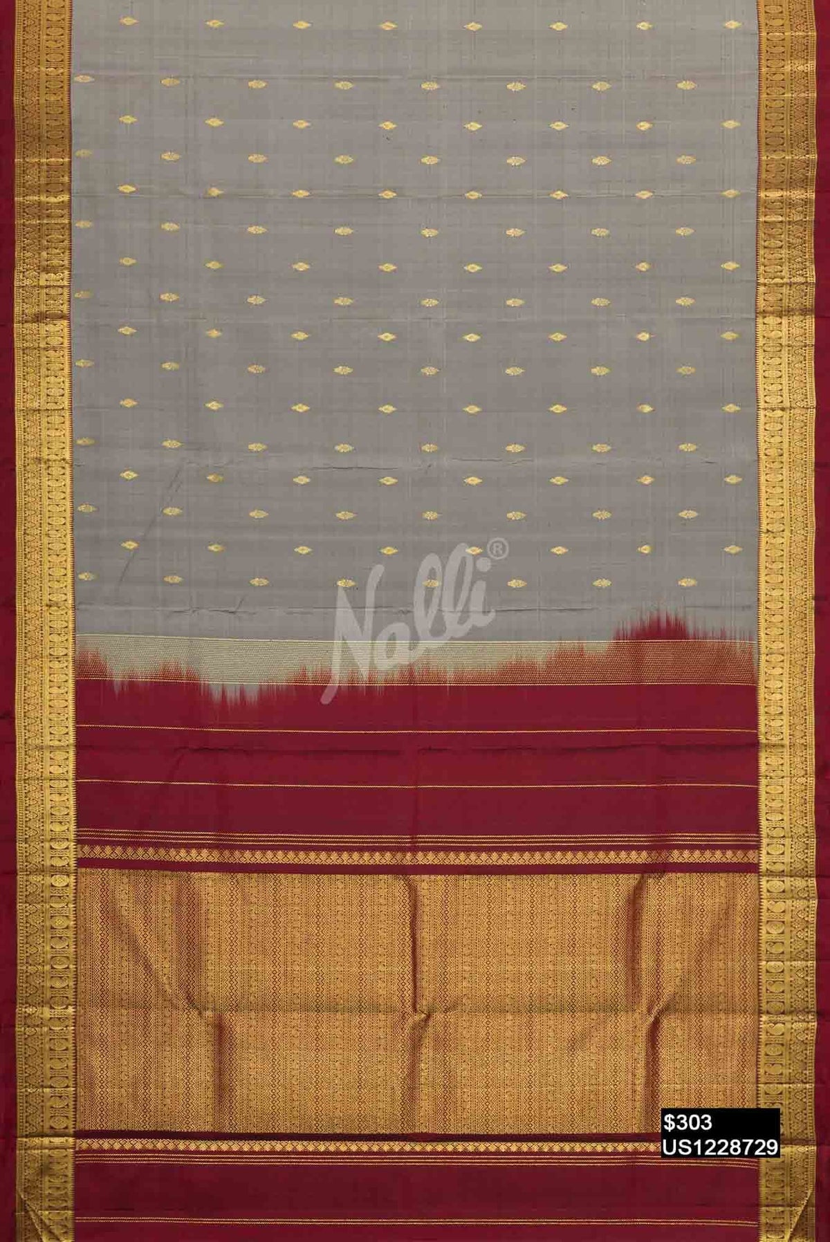 Grey Kanchipuram Silk Saree