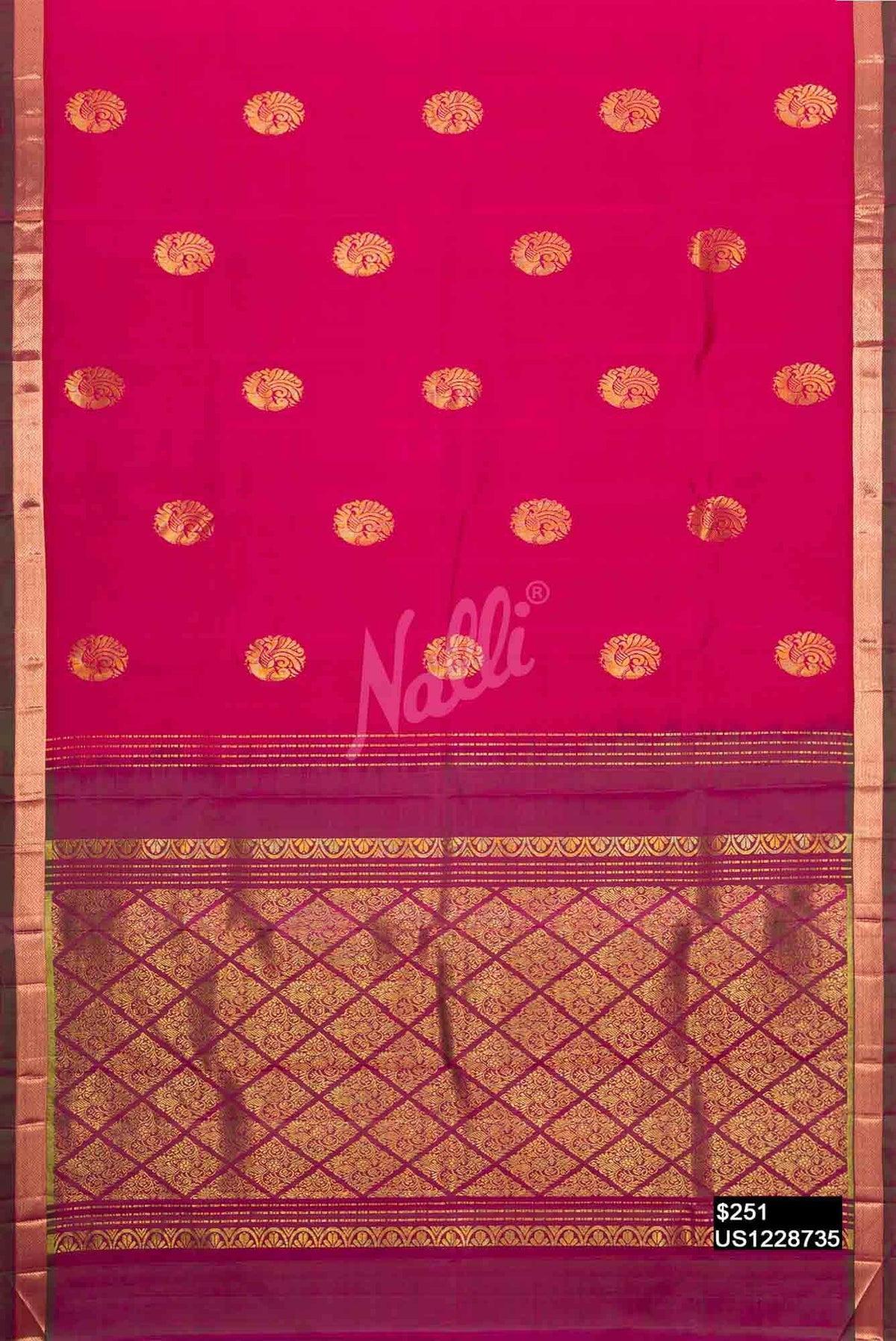 Dark Pink Kanchipuram Silk Saree