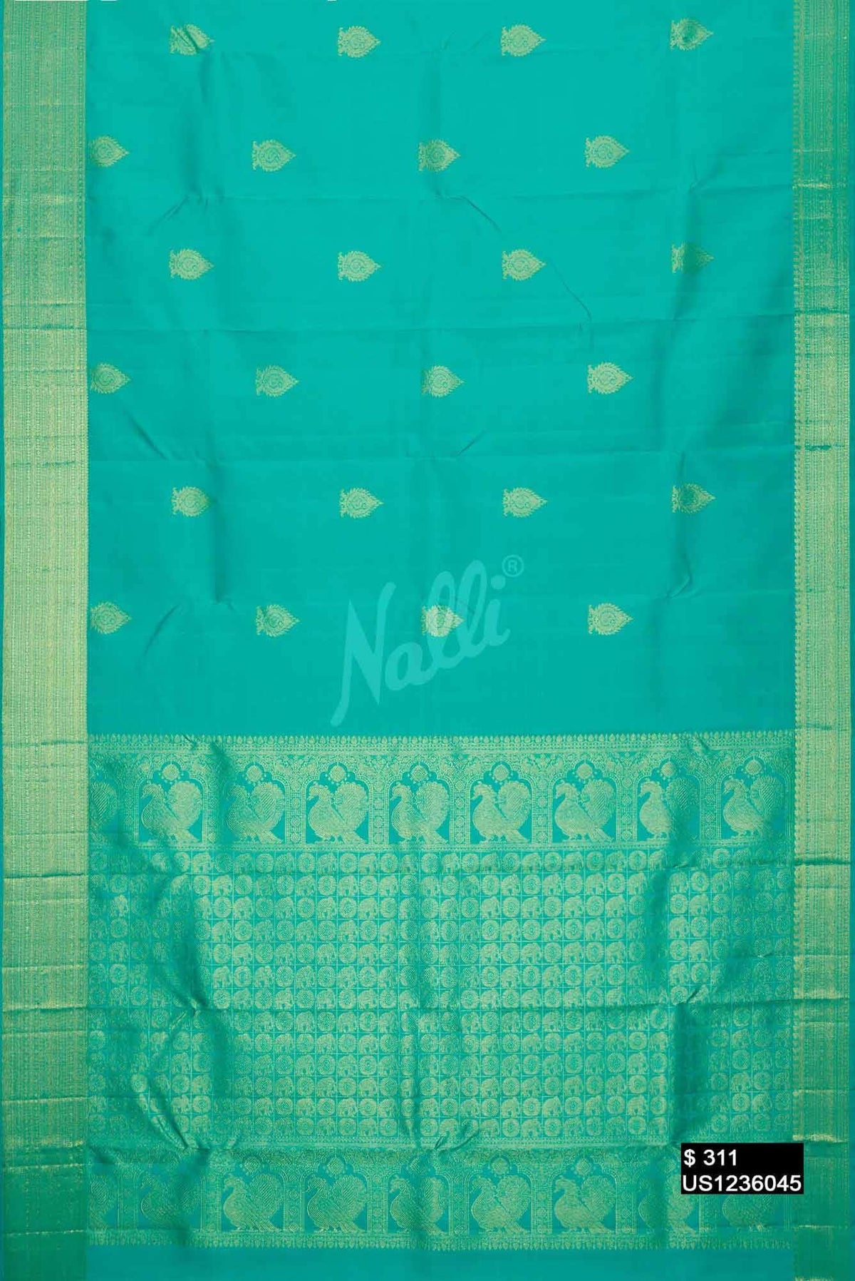 Sea Green Kanchipuram Silk Saree