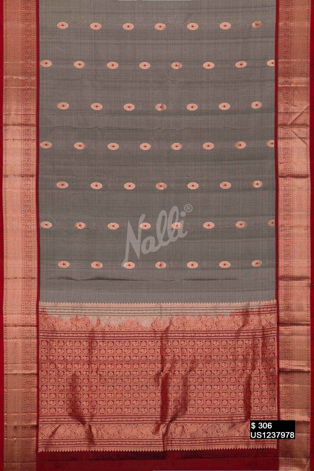 Grey Kanchipuram Silk Saree